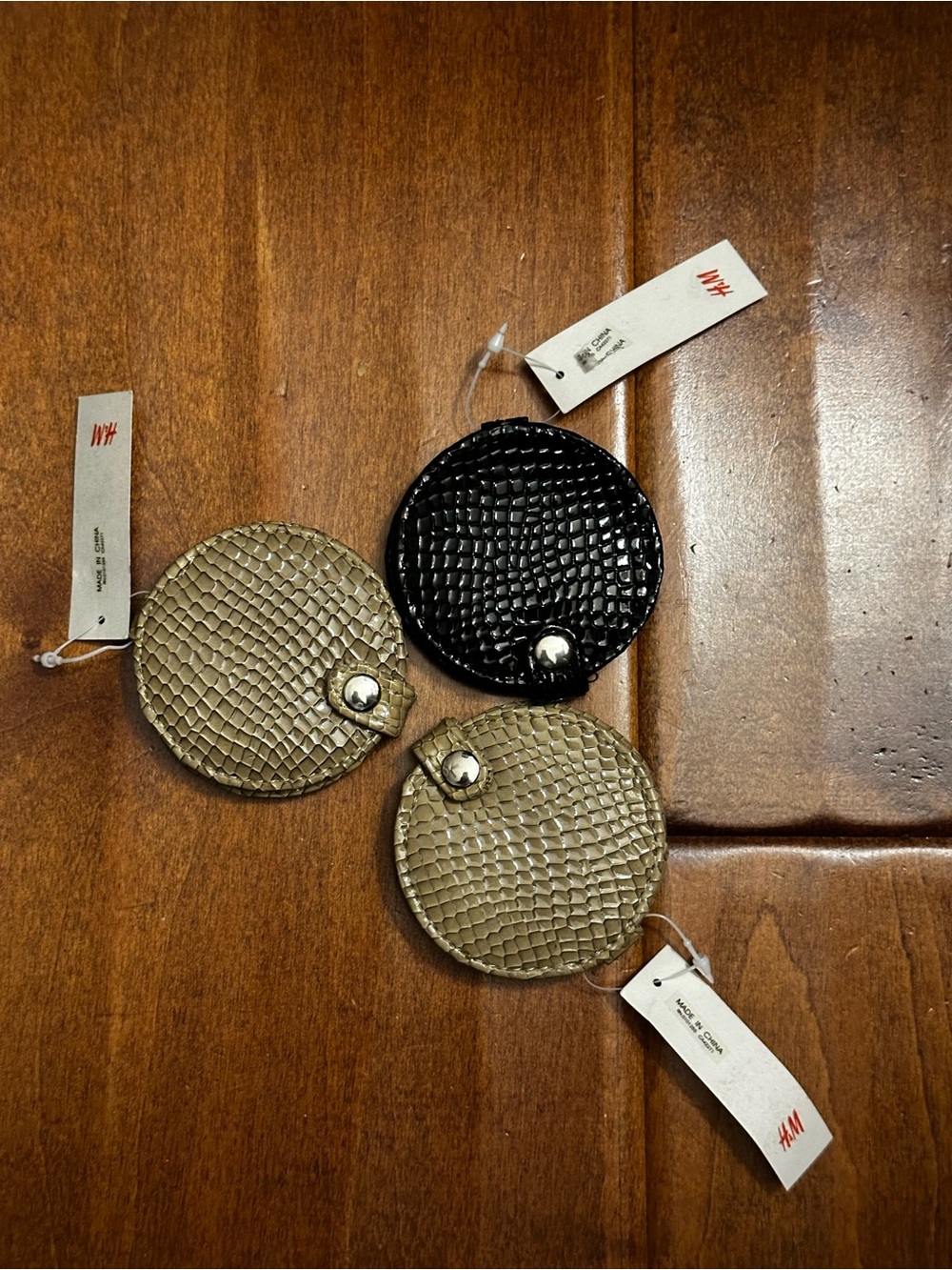 H&M Round Faux Croc mirror in Black and 2 Taupe